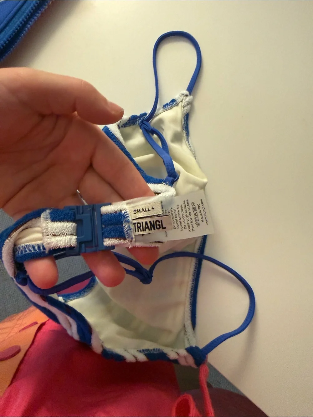 triangl swimwear Blue & White Striped Bikini Top